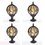 Outdoor Globe Pillar Light Retro Glass Copper Fence Post Hardwired — Black Bronze 7 to 15 Inch Sets