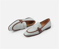 Spring Genuine Leather Women's Loafers - Retro Mixed Color Design