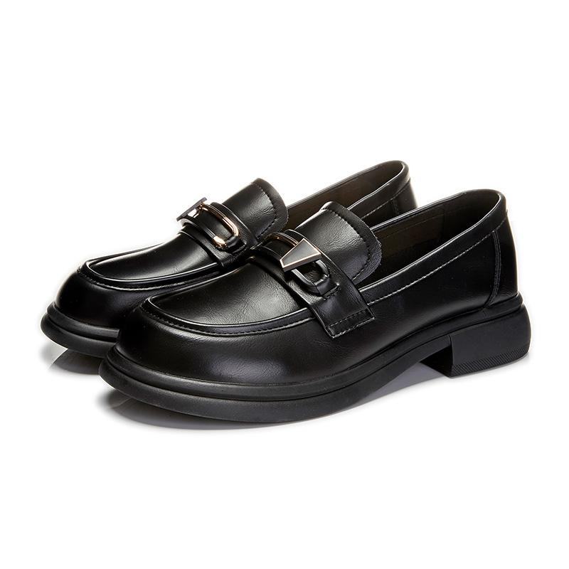 Women's Genuine Leather Loafers - British Style Slip-On Casual Shoes
