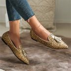 Orthopedic-Inspired Soft Suede Leopard Pointed Loafers