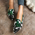 Orthopedic-Inspired Soft Suede Leopard Pointed Loafers