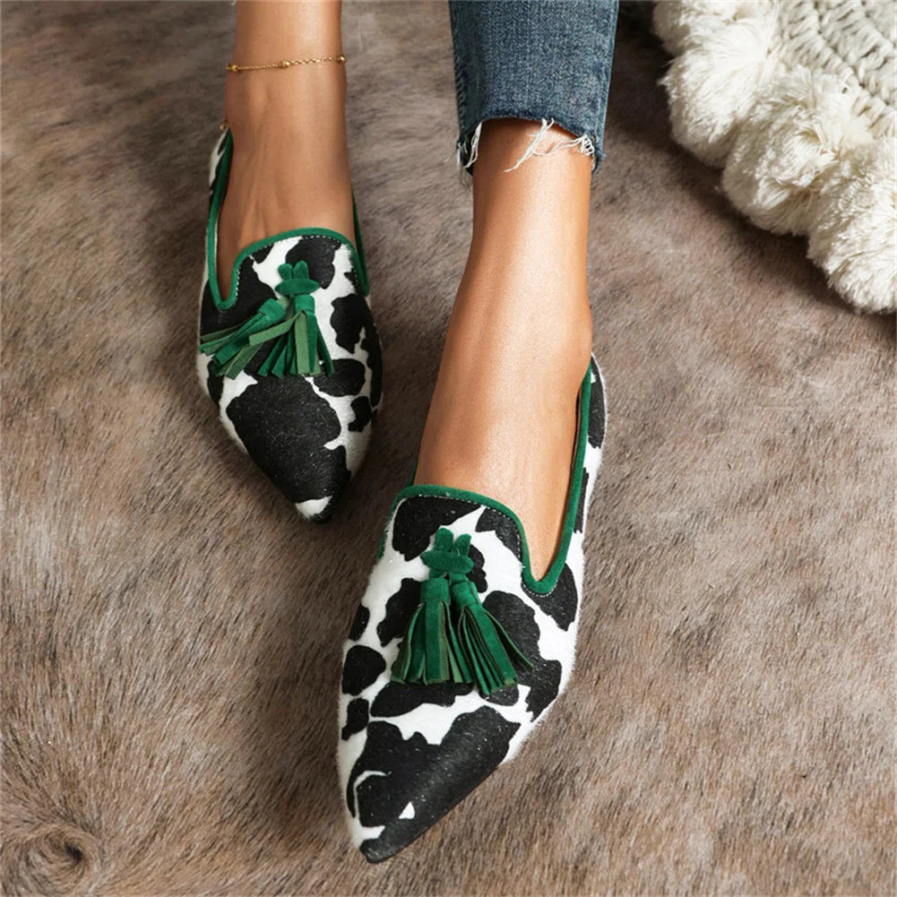 Orthopedic-Inspired Soft Suede Leopard Pointed Loafers