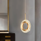 Gold Geometric Pendant Light LED 3-Step Dimming Oval Round Teardrop Bedroom Dining Room — 1 to 2 Lights