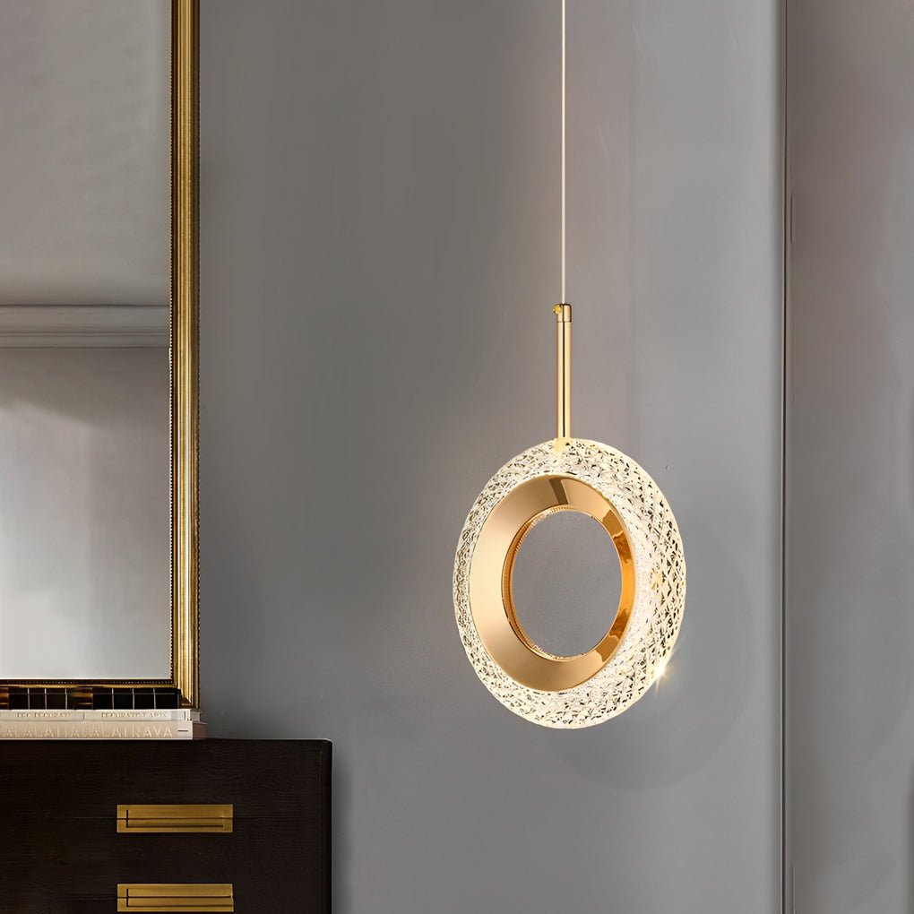 Gold Geometric Pendant Light LED 3-Step Dimming Oval Round Teardrop Bedroom Dining Room — 1 to 2 Lights