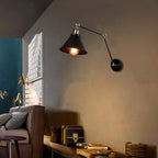 Epoch Retro Wall Lamp with Adjustable Swing Arm – Black & Gold Metal Design