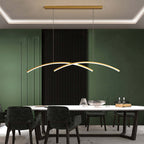 Arisha Pendant Light Linear/Double Curve Modern, Metal, Black/Gold
