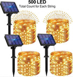 Solar Fairy Lights Copper Wire Warm White Outdoor Waterproof Tree Garden — 100 to 500 LED