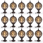 Outdoor Globe Pillar Light Retro Glass Copper Fence Post Hardwired — Black Bronze 7 to 15 Inch Sets