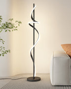 Dimmable Spiral Arc Floor Lamp Sculptural LED Warm White Living Room Bedroom — 3 Finish Options