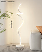 Dimmable Spiral Arc Floor Lamp Sculptural LED Warm White Living Room Bedroom — 3 Finish Options