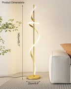Dimmable Spiral Arc Floor Lamp Sculptural LED Warm White Living Room Bedroom — 3 Finish Options