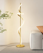 Dimmable Spiral Arc Floor Lamp Sculptural LED Warm White Living Room Bedroom — 3 Finish Options