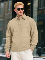 Men's Long Sleeve Polo Shirt Loose Casual Cotton Sweatshirt