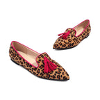 Orthopedic-Inspired Soft Suede Leopard Pointed Loafers