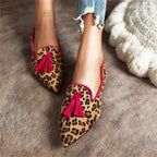Orthopedic-Inspired Soft Suede Leopard Pointed Loafers