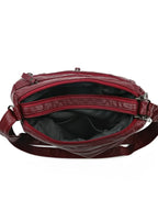 Braided Detail PU Leather Crossbody Bag – Women’s Medium Multi-Zip Shoulder Purse