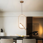Bird-Shaped Nordic Pendant Light Sculptural LED Bedroom Living Room — Circle Oval