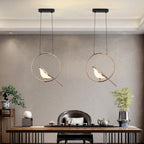 Bird-Shaped Nordic Pendant Light Sculptural LED Bedroom Living Room — Circle Oval