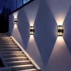 Dual Head Outdoor Wall Light Modern LED Glass Metal IP54 Porch Entrance