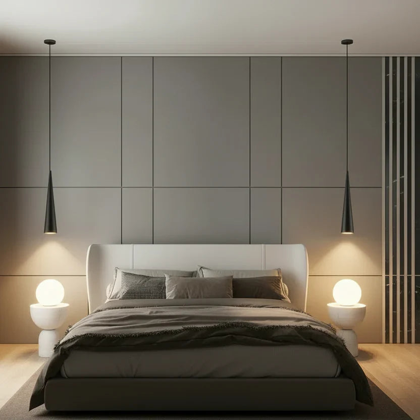 Cylindrical LED Pendant Light Slim Stainless Steel Downlight Dining Room Bedroom — Black White