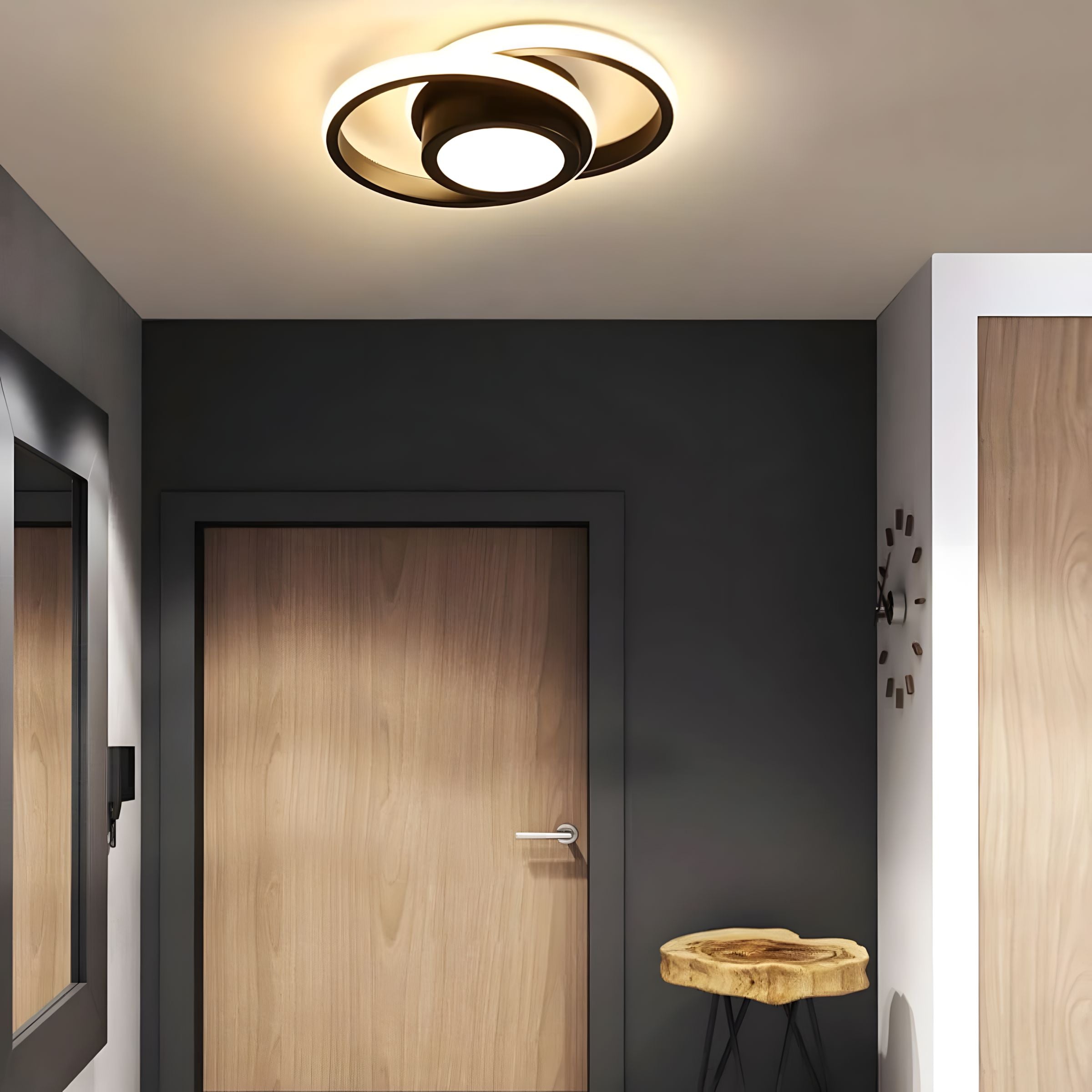 Modern LED Ceiling Light Iron Dimmable Bedroom Corridor Kitchen — Style A B C Warm Cold Tricolor