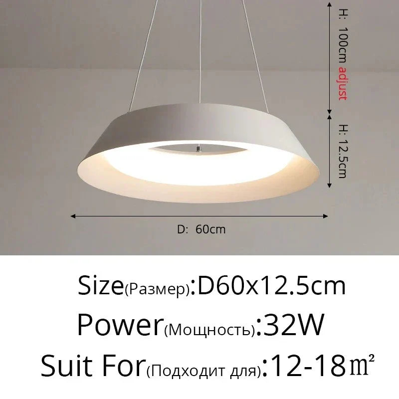 Nordic LED Chandelier Minimalist Dimmable Bedroom Dining Room — Pendant & Ceiling Mount 60cm