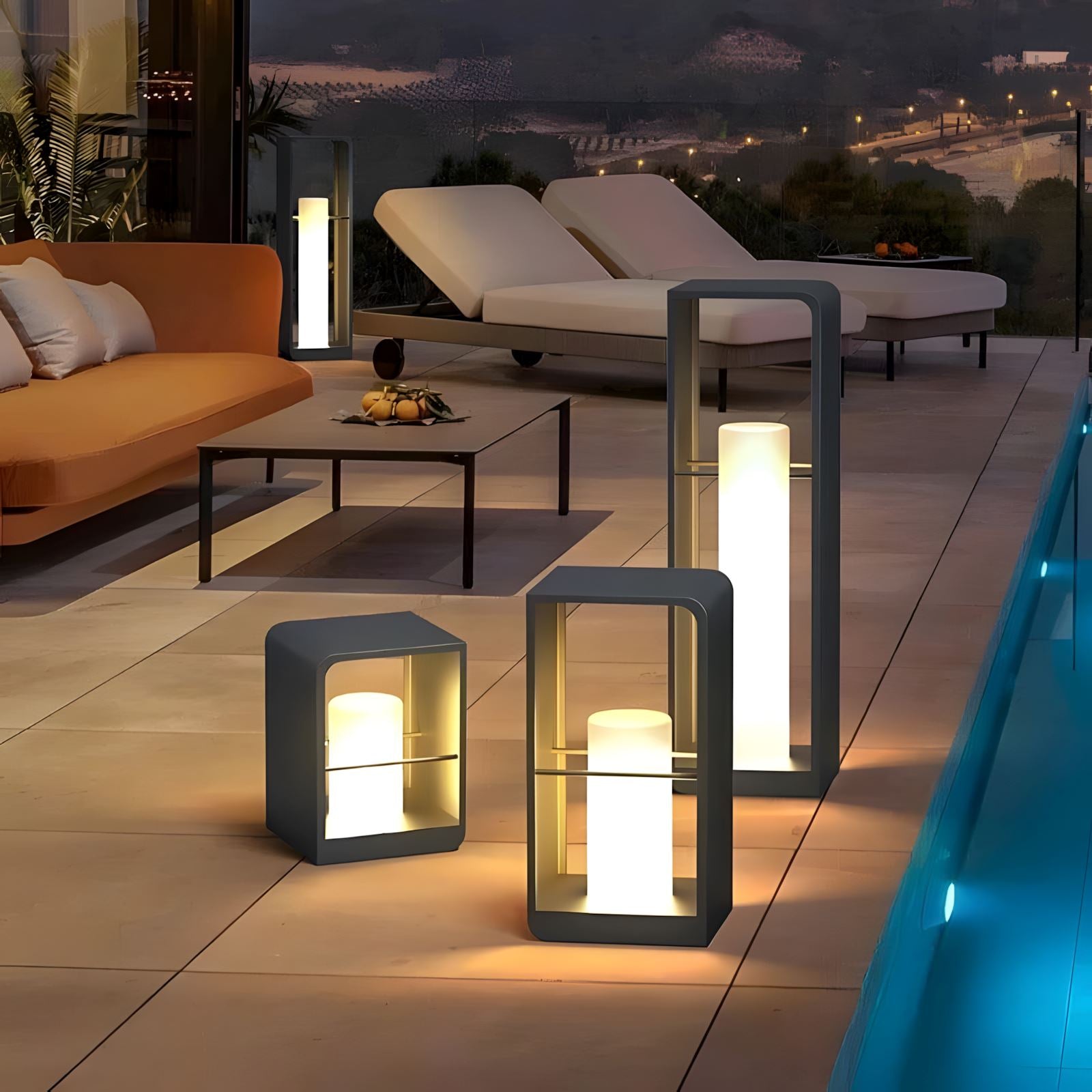 Solar Garden Post Lamp Nordic Style Outdoor Waterproof Remote — 28cm 43cm 73cm