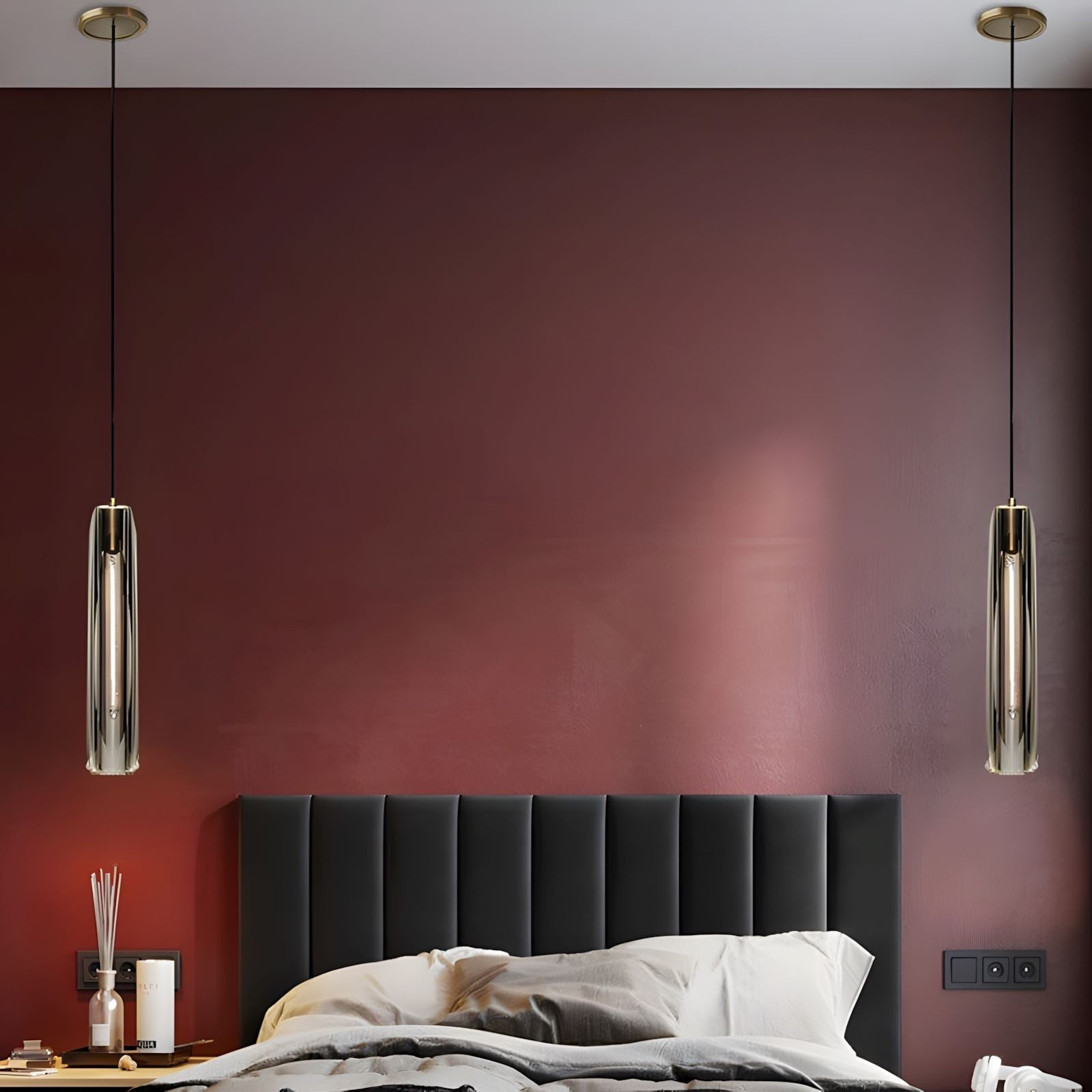 Alleva K9 Crystal Glass Pendant Light Post-Modern Bedroom Dining Room — Smoke Clear Warm Cool