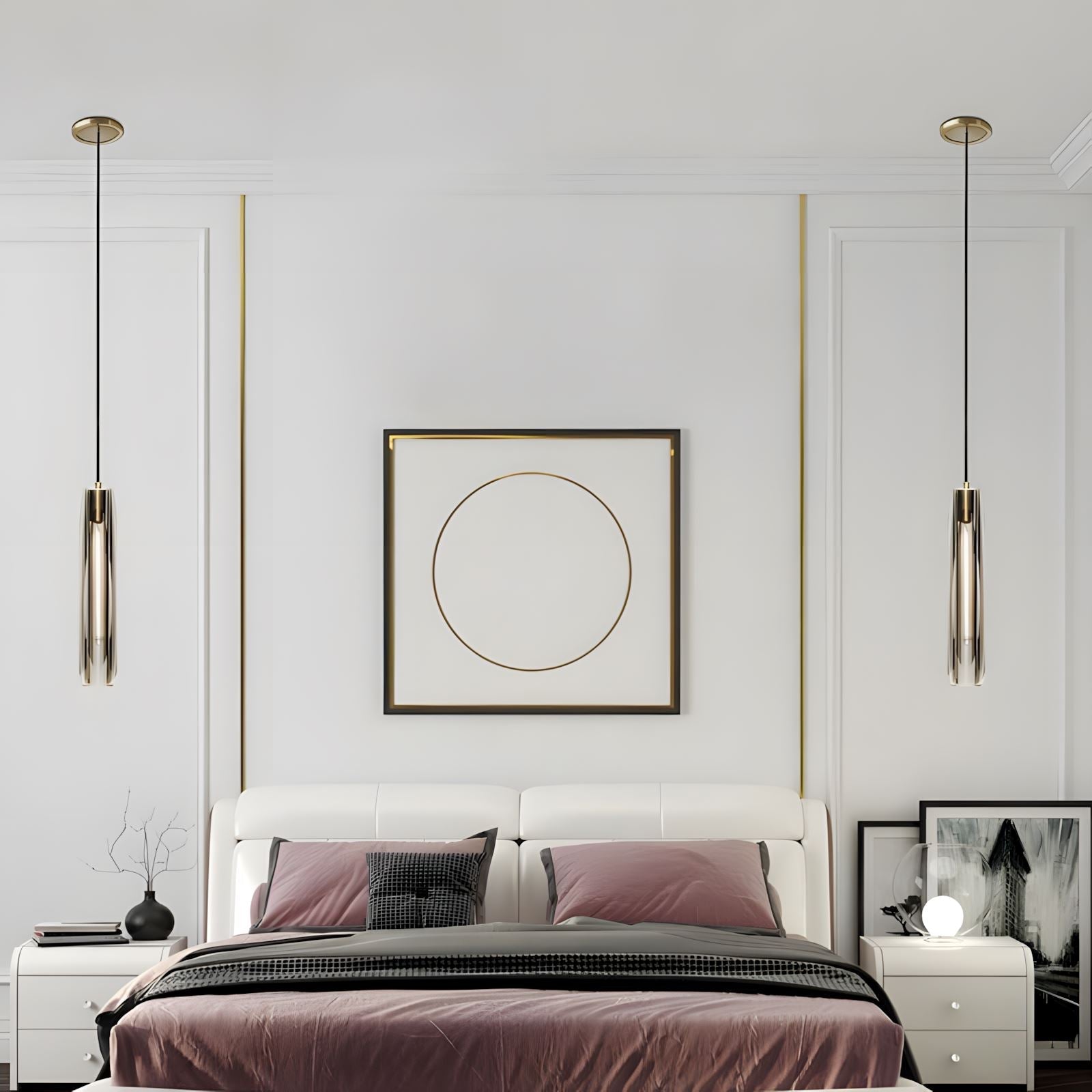 Alleva K9 Crystal Glass Pendant Light Post-Modern Bedroom Dining Room — Smoke Clear Warm Cool