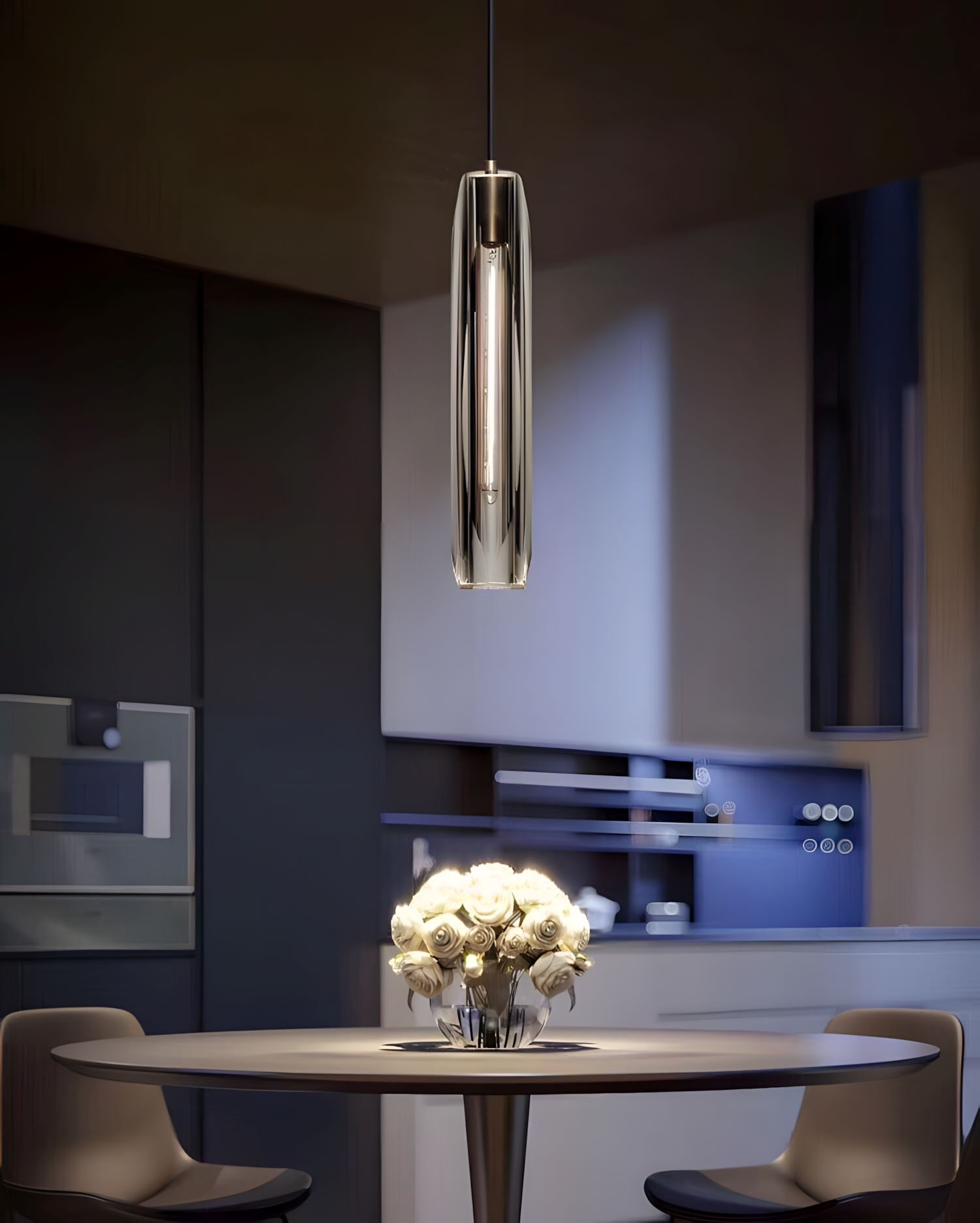 Alleva K9 Crystal Glass Pendant Light Post-Modern Bedroom Dining Room — Smoke Clear Warm Cool