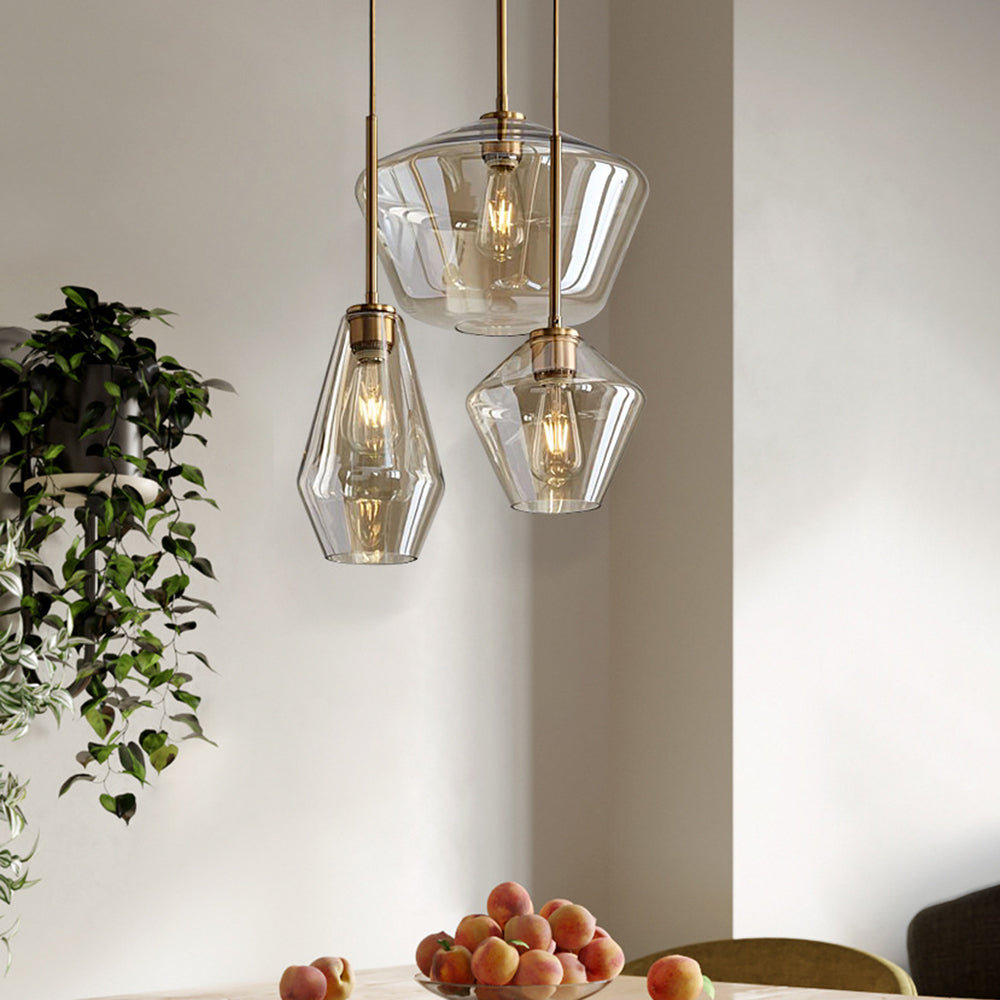 June Pendant Light Glass, Clear/Amber Diamond shape