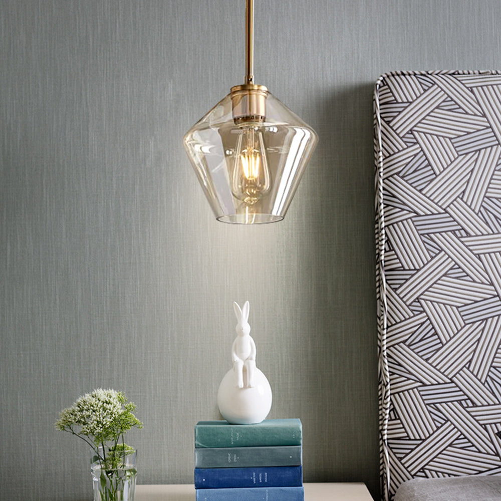 June Pendant Light Glass, Clear/Amber Diamond shape