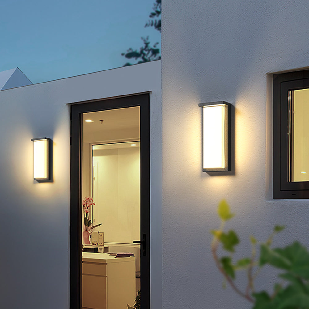 Ray Modern Minimalist Black Rectangular Metal Outdoor Wall Lamp