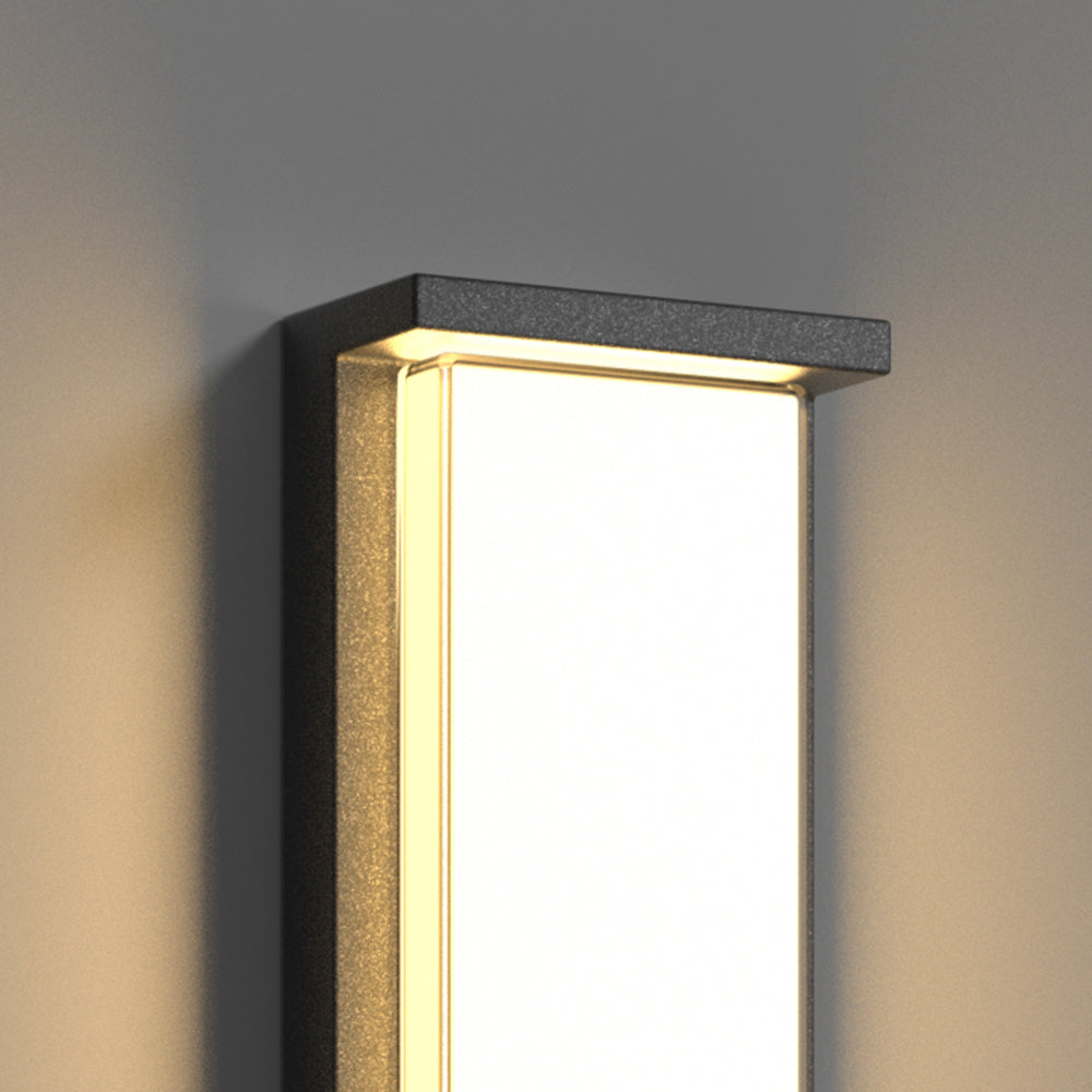 Ray Modern Minimalist Black Rectangular Metal Outdoor Wall Lamp