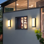 Ray Modern Minimalist Black Rectangular Metal Outdoor Wall Lamp