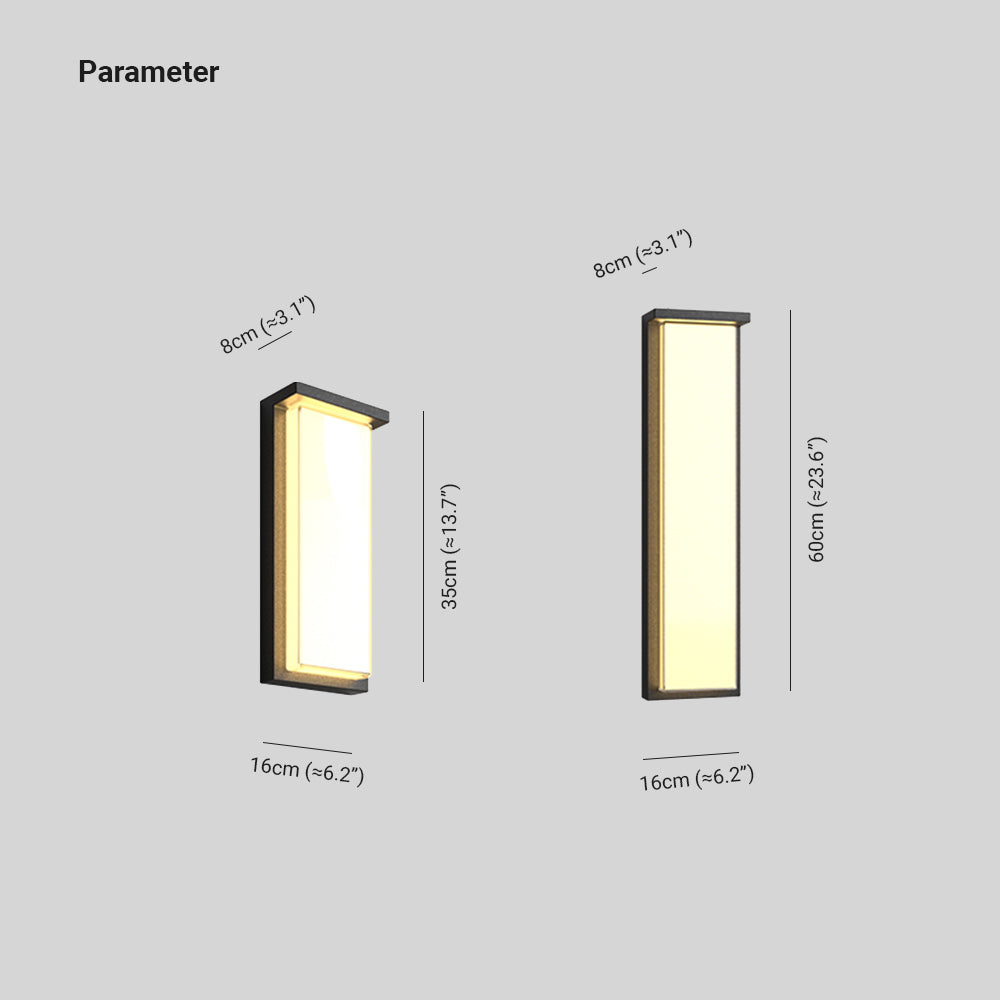 Ray Modern Minimalist Black Rectangular Metal Outdoor Wall Lamp