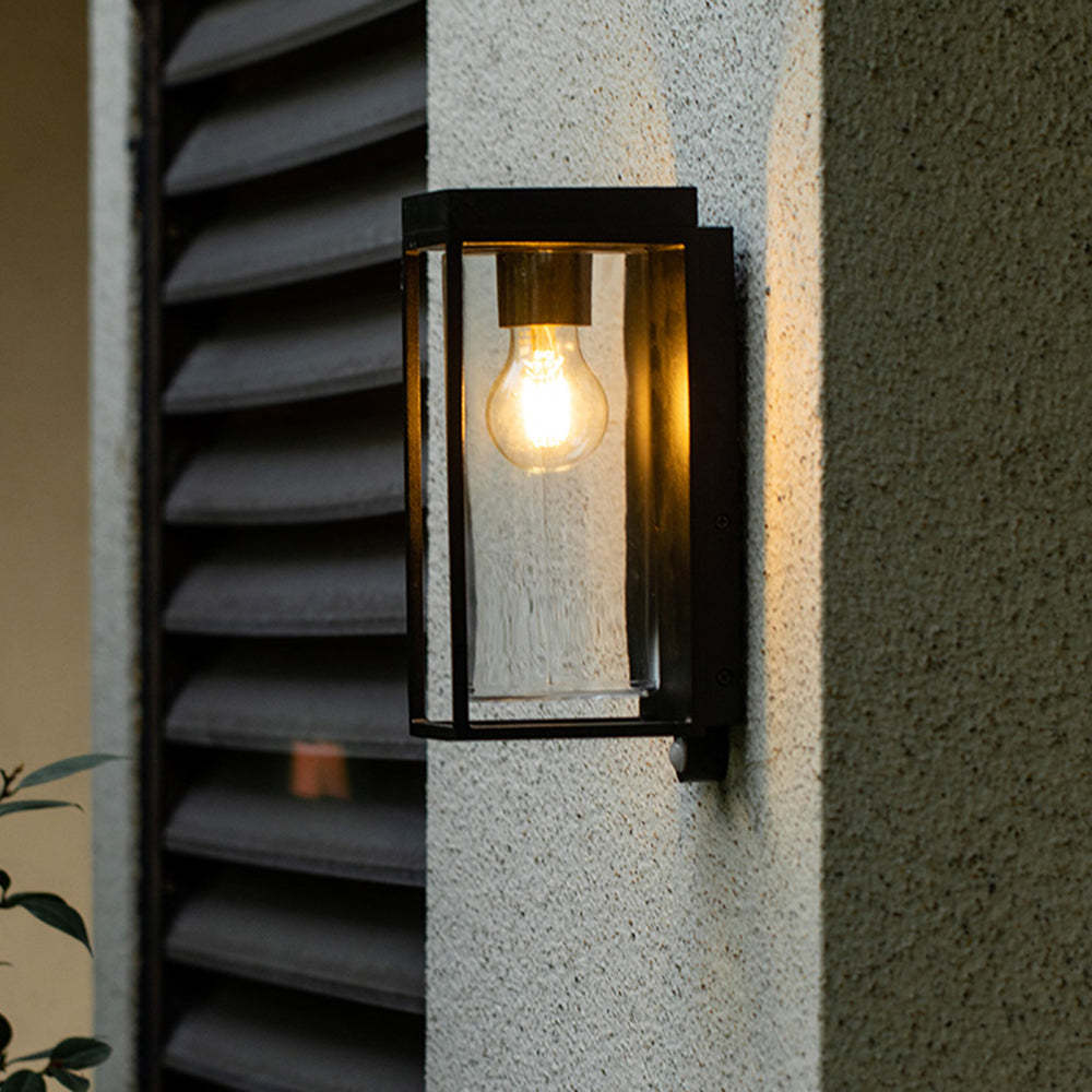 Ray Modern Rectangular Solar-Powered Waterproof Glass Outdoor Wall Light