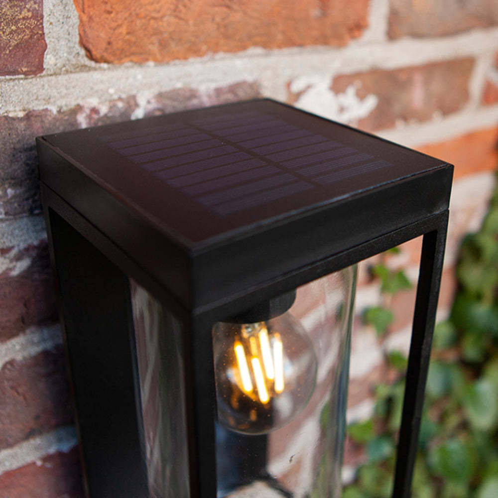 Ray Modern Rectangular Solar-Powered Waterproof Glass Outdoor Wall Light