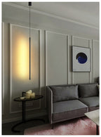 Slim Cylindrical Bedside Pendant Hanging Light Height Adjustable LED — Warm Cool White 60 to 140cm
