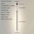 Slim Cylindrical Bedside Pendant Hanging Light Height Adjustable LED — Warm Cool White 60 to 140cm