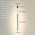 Slim Cylindrical Bedside Pendant Hanging Light Height Adjustable LED — Warm Cool White 60 to 140cm