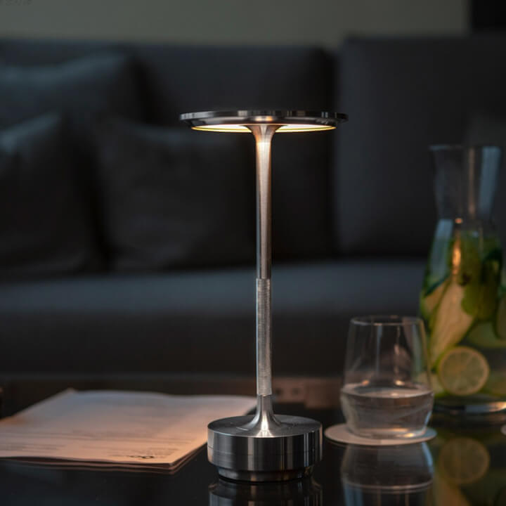Ambience Spinning Block LED Table Lamp Rechargeable Wireless Bedside Bar Restaurant — Gold Silver Black