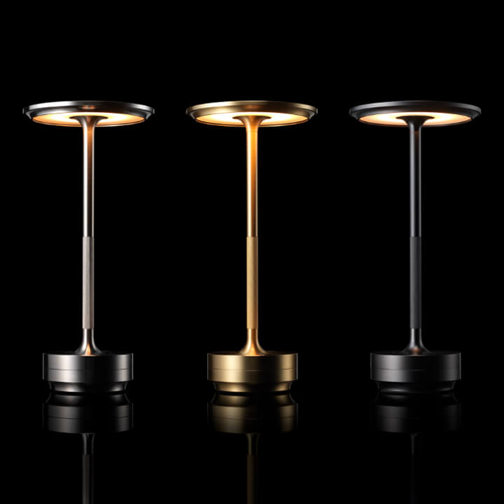 Ambience Spinning Block LED Table Lamp Rechargeable Wireless Bedside Bar Restaurant — Gold Silver Black