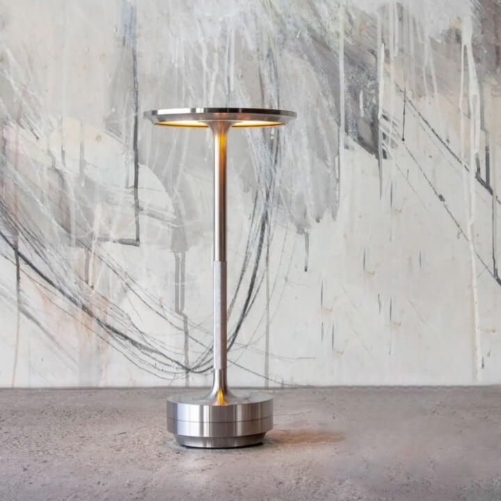 Ambience Spinning Block LED Table Lamp Rechargeable Wireless Bedside Bar Restaurant — Gold Silver Black
