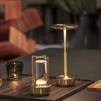 Ambience Spinning Block LED Table Lamp Rechargeable Wireless Bedside Bar Restaurant — Gold Silver Black