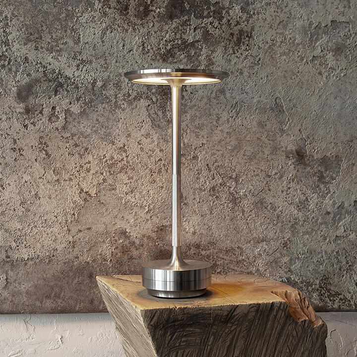 Ambience Spinning Block LED Table Lamp Rechargeable Wireless Bedside Bar Restaurant — Gold Silver Black