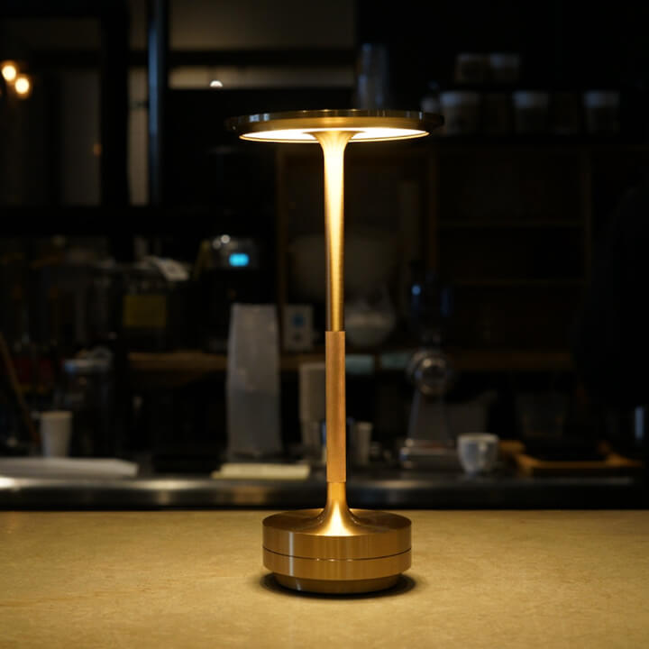 Ambience Spinning Block LED Table Lamp Rechargeable Wireless Bedside Bar Restaurant — Gold Silver Black
