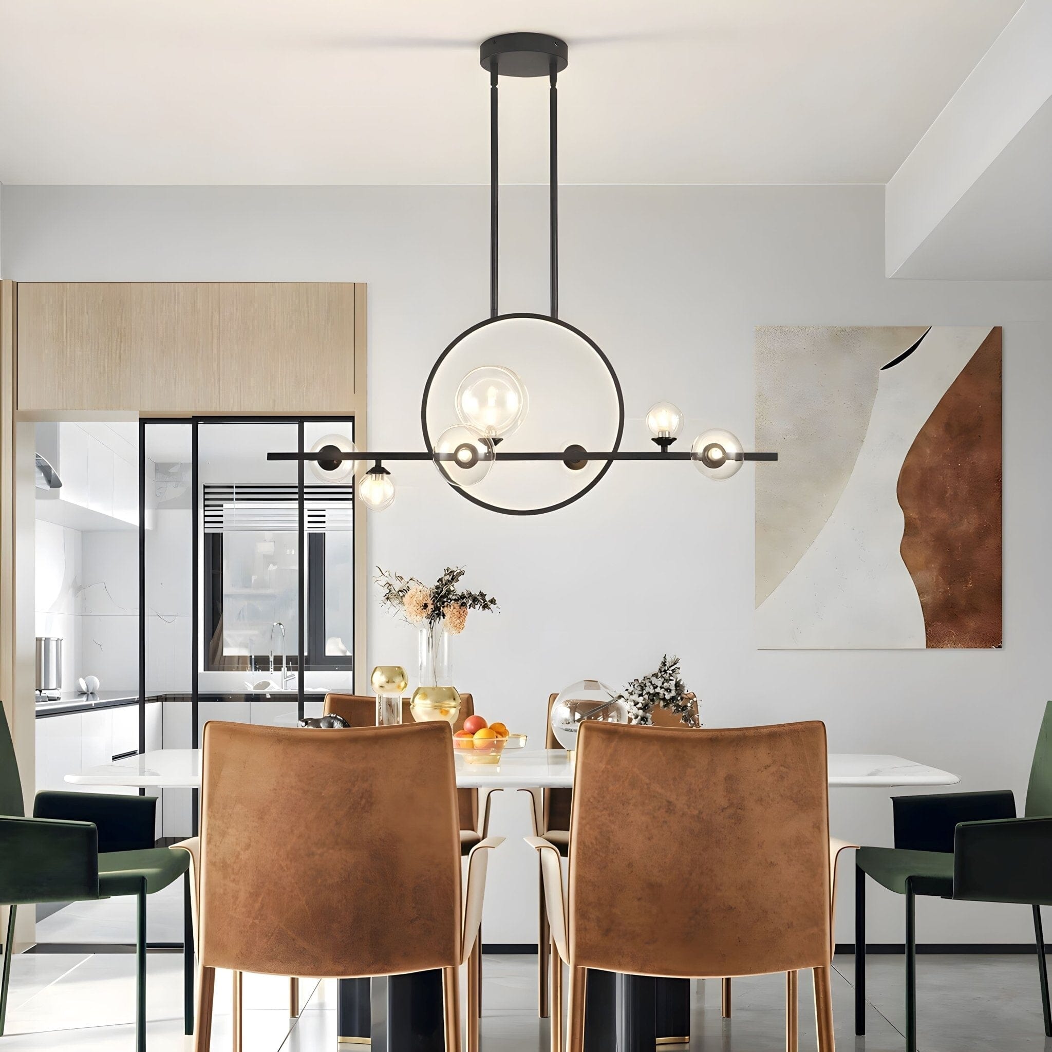 ARCHIPELAGO Glass Ball Chandelier Nordic Modern Dining Room Bedroom — Black White 7 to 18 Heads