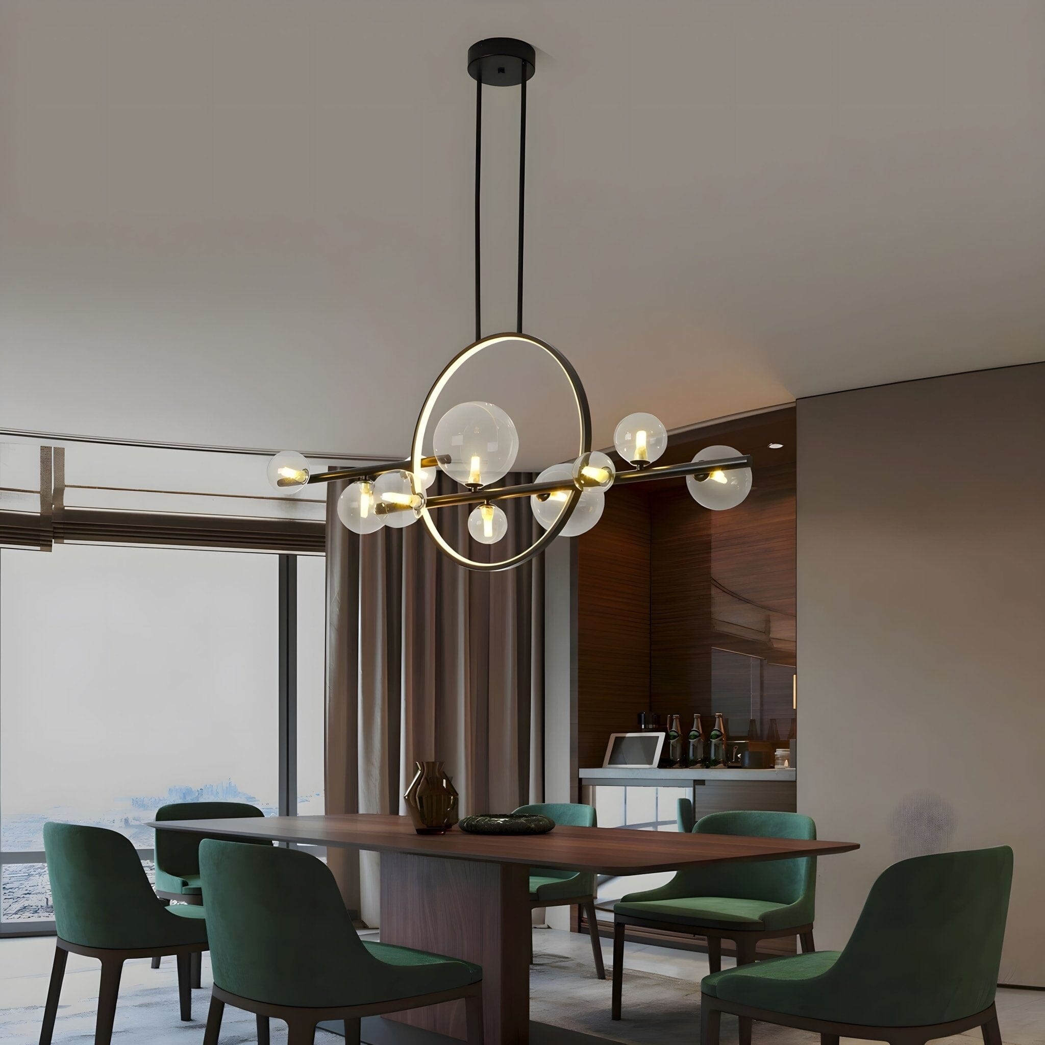 ARCHIPELAGO Glass Ball Chandelier Nordic Modern Dining Room Bedroom — Black White 7 to 18 Heads