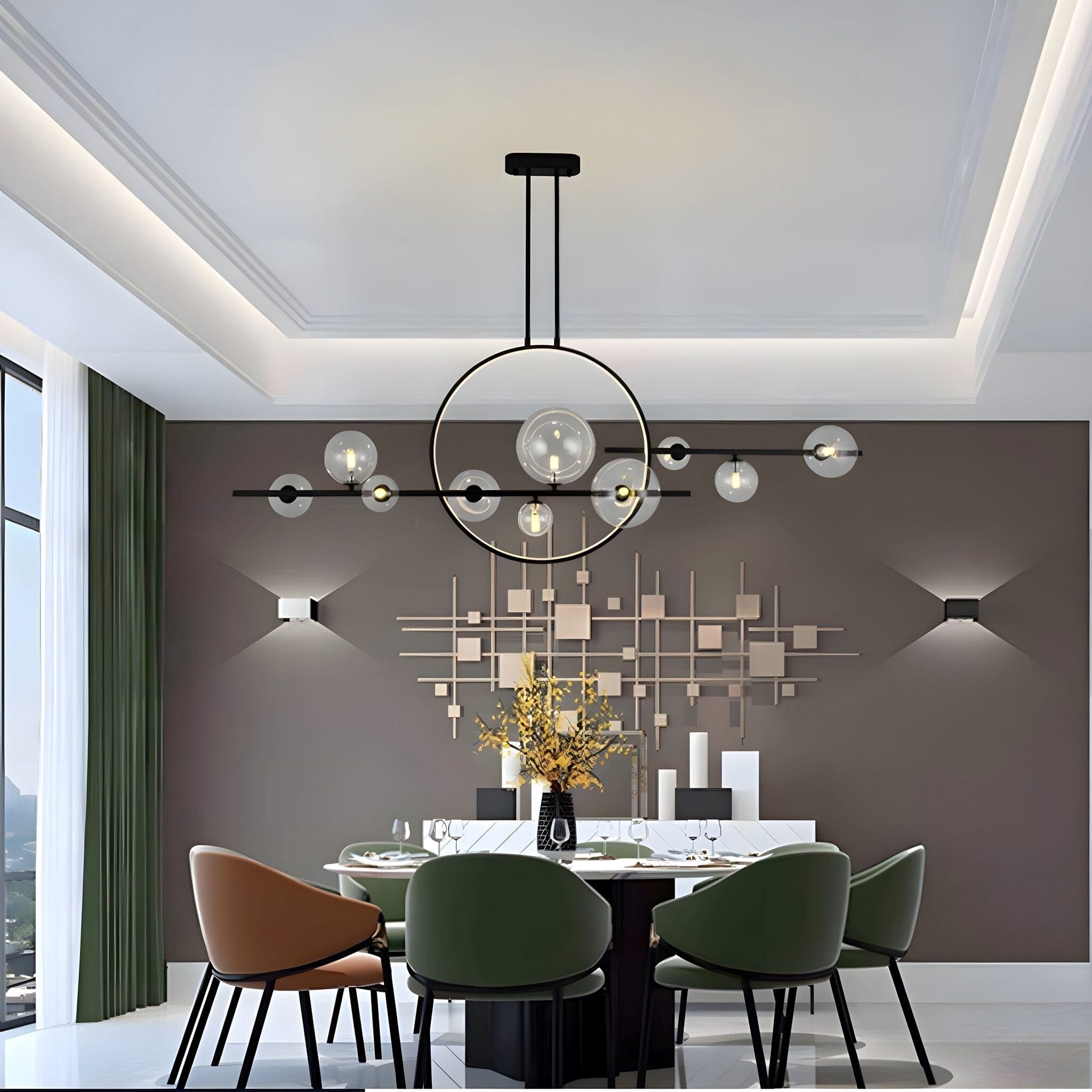 ARCHIPELAGO Glass Ball Chandelier Nordic Modern Dining Room Bedroom — Black White 7 to 18 Heads